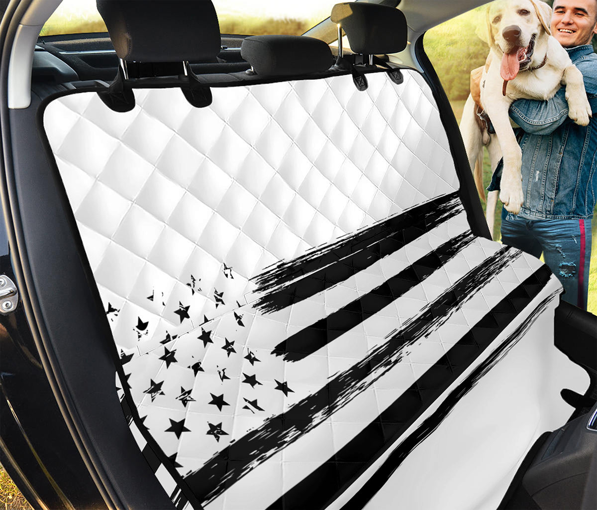 White And Black USA Flag Print Pet Car Back Seat Cover