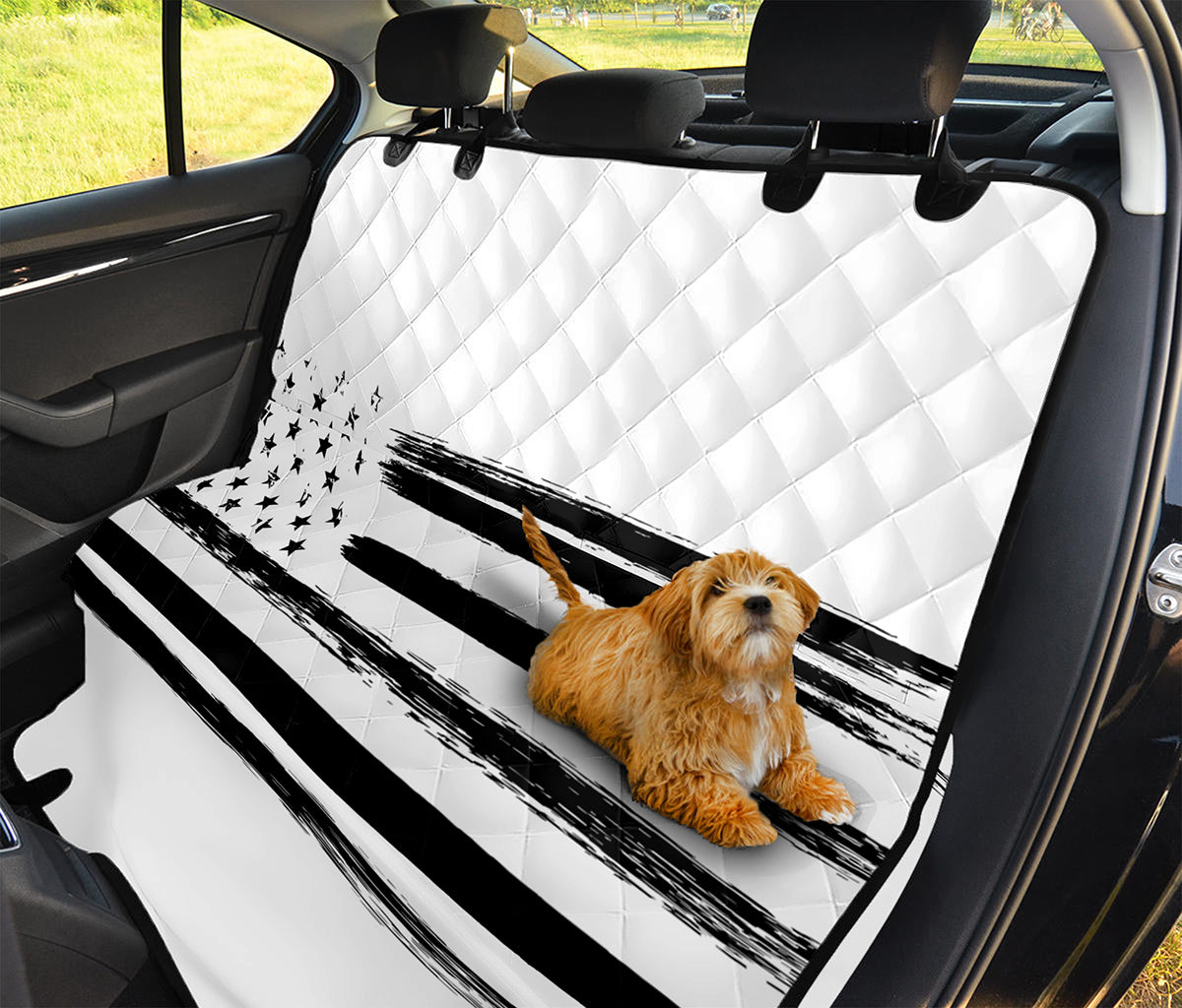 White And Black USA Flag Print Pet Car Back Seat Cover