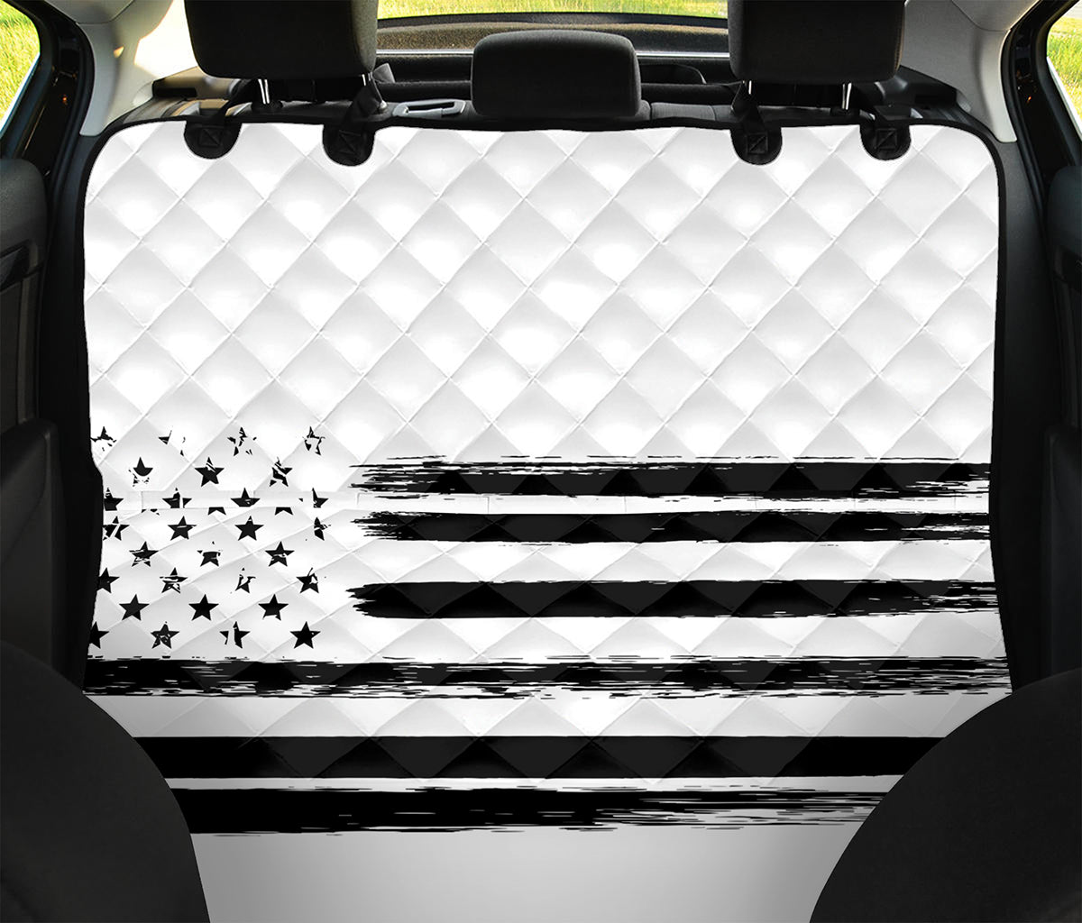 White And Black USA Flag Print Pet Car Back Seat Cover