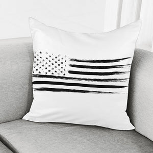 White And Black USA Flag Print Pillow Cover