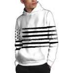 White And Black USA Flag Print Pullover Hoodie