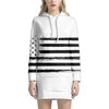 White And Black USA Flag Print Pullover Hoodie Dress