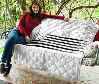 White And Black USA Flag Print Quilt