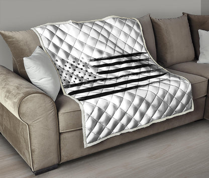 White And Black USA Flag Print Quilt
