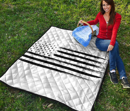 White And Black USA Flag Print Quilt