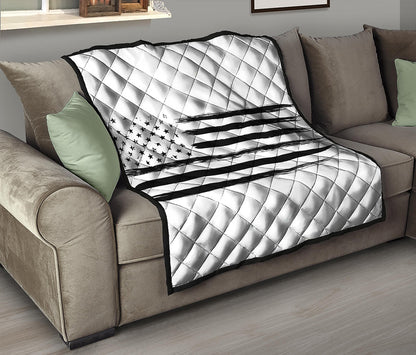 White And Black USA Flag Print Quilt