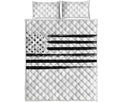 White And Black USA Flag Print Quilt Bed Set