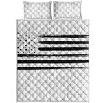 White And Black USA Flag Print Quilt Bed Set