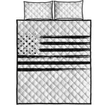 White And Black USA Flag Print Quilt Bed Set