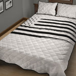 White And Black USA Flag Print Quilt Bed Set