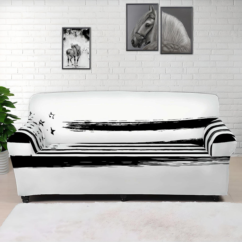 White And Black USA Flag Print Sofa Cover