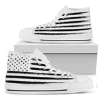 White And Black USA Flag Print White High Top Shoes