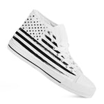 White And Black USA Flag Print White High Top Shoes