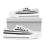 White And Black USA Flag Print White Low Top Shoes