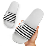 White And Black USA Flag Print White Slide Sandals