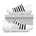White And Black USA Flag Print White Running Shoes