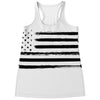 White And Black USA Flag Print Women's Racerback Tank Top