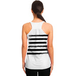 White And Black USA Flag Print Women's Racerback Tank Top