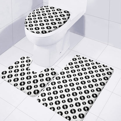 White And Black Vinyl Pattern Print 3 Piece Bath Mat Set