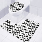 White And Black Vinyl Pattern Print 3 Piece Bath Mat Set