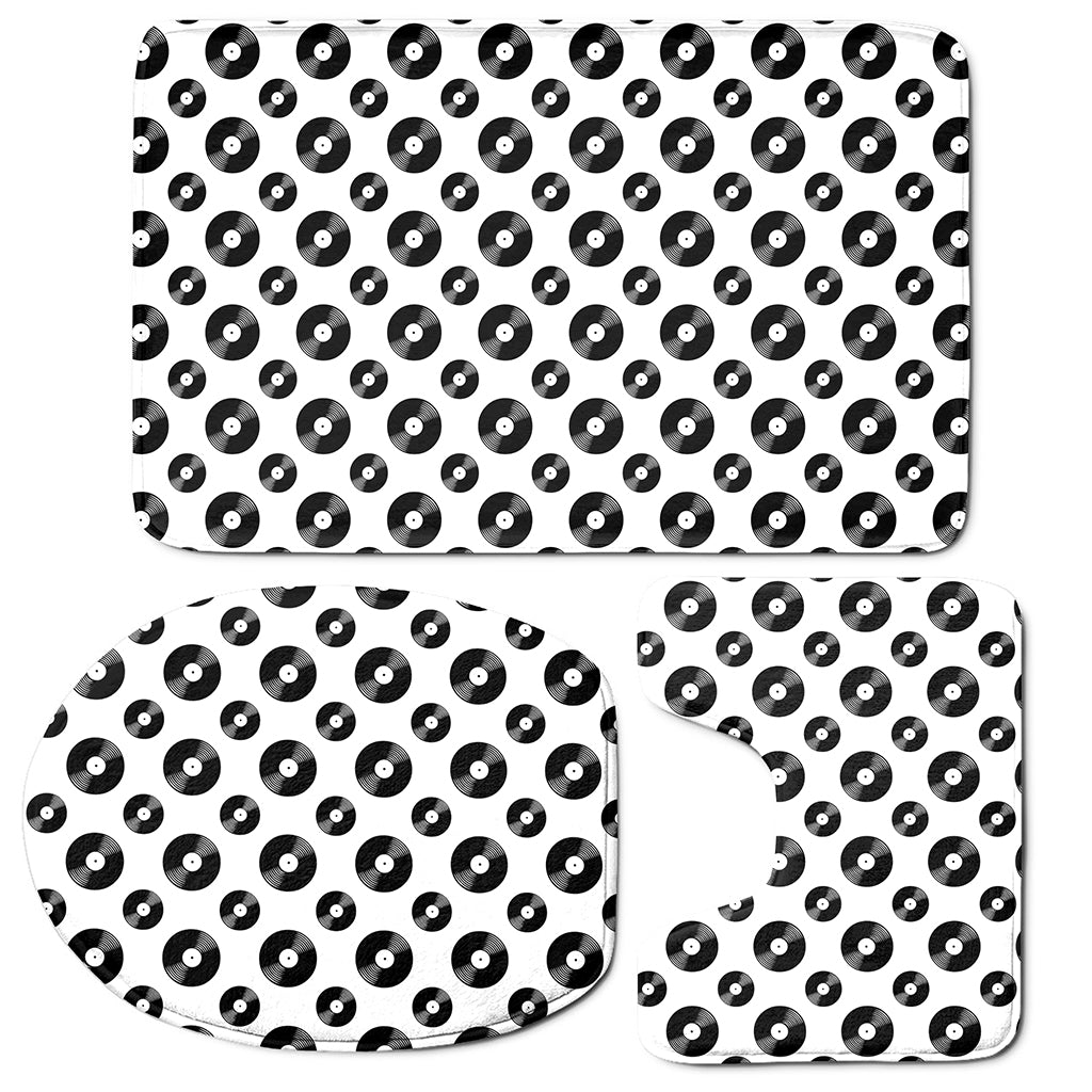 White And Black Vinyl Pattern Print 3 Piece Bath Mat Set