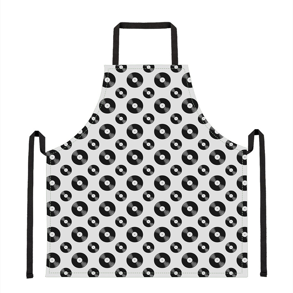 White And Black Vinyl Pattern Print Apron