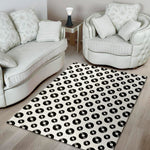 White And Black Vinyl Pattern Print Area Rug