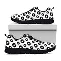 White And Black Vinyl Pattern Print Black Running Shoes