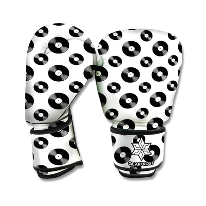 White And Black Vinyl Pattern Print Boxing Gloves