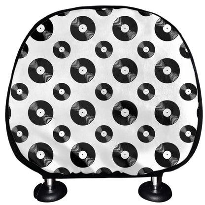 White And Black Vinyl Pattern Print Car Headrest Covers