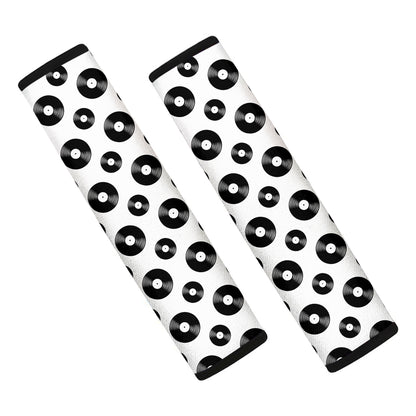 White And Black Vinyl Pattern Print Car Seat Belt Covers