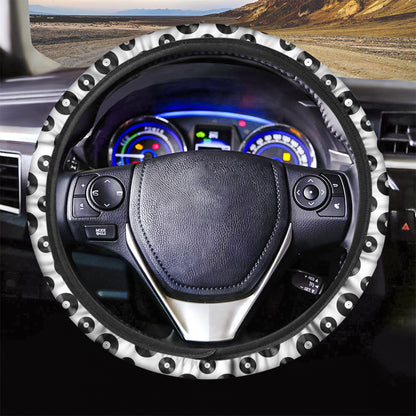 White And Black Vinyl Pattern Print Car Steering Wheel Cover