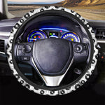 White And Black Vinyl Pattern Print Car Steering Wheel Cover