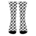 White And Black Vinyl Pattern Print Crew Socks