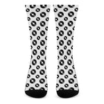 White And Black Vinyl Pattern Print Crew Socks