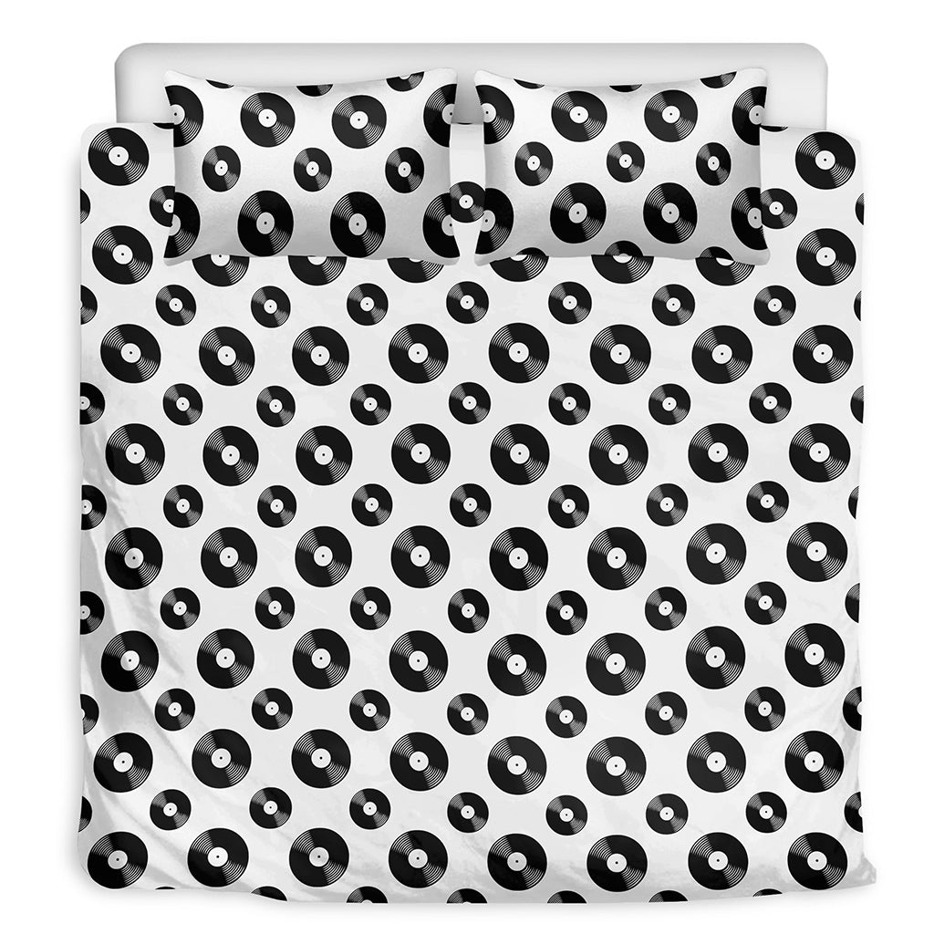 White And Black Vinyl Pattern Print Duvet Cover Bedding Set