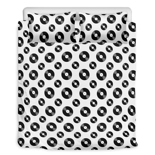 White And Black Vinyl Pattern Print Duvet Cover Bedding Set
