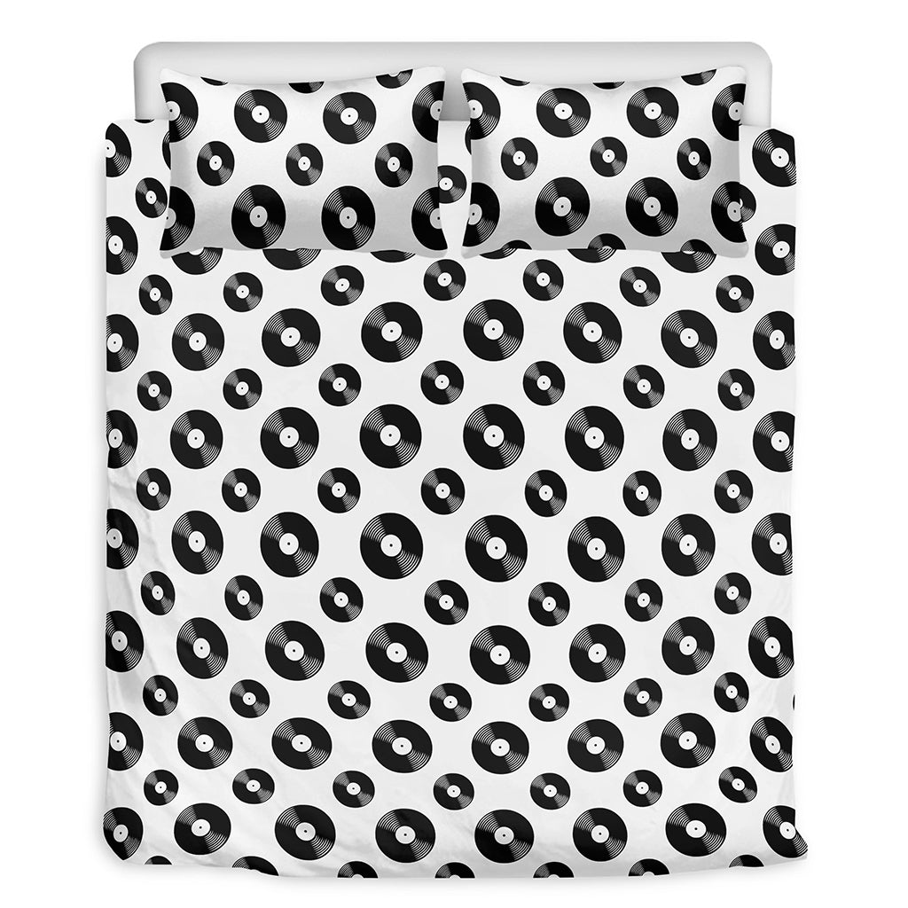 White And Black Vinyl Pattern Print Duvet Cover Bedding Set