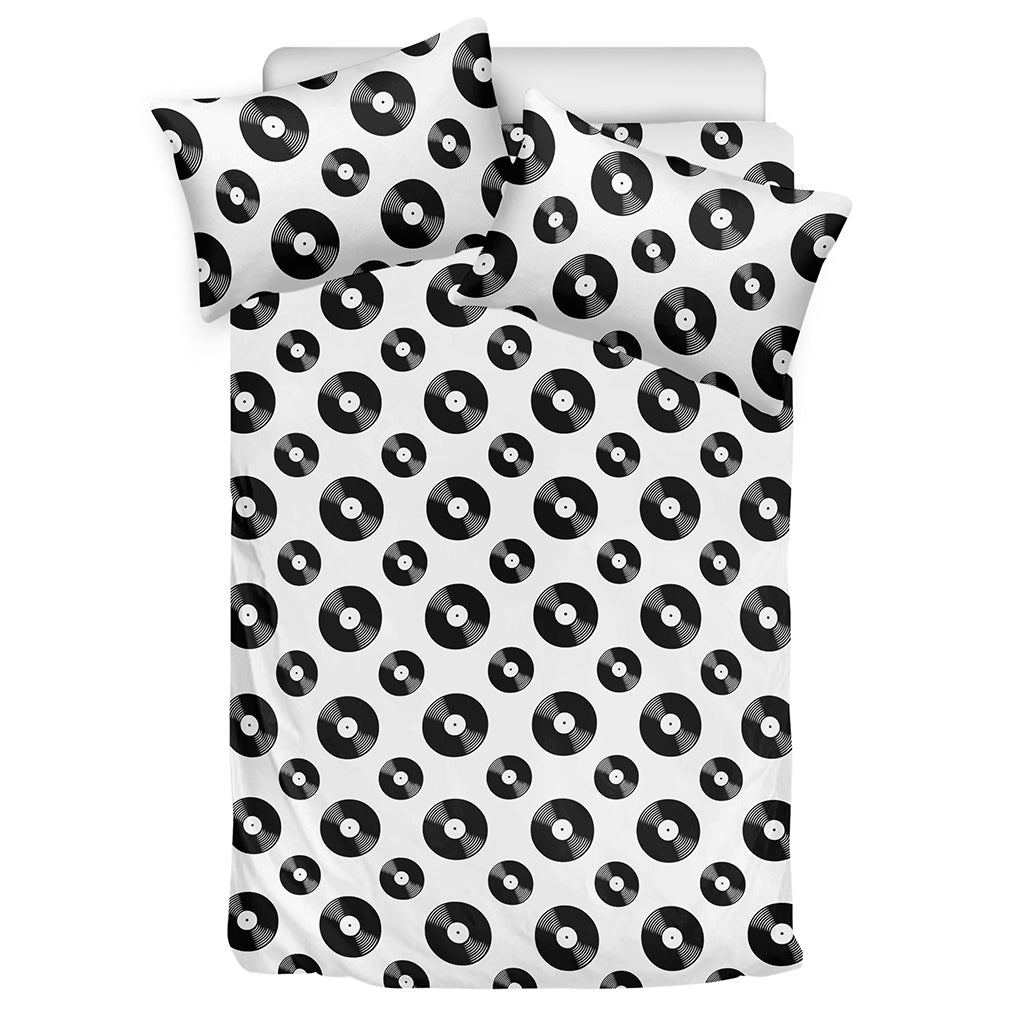 White And Black Vinyl Pattern Print Duvet Cover Bedding Set