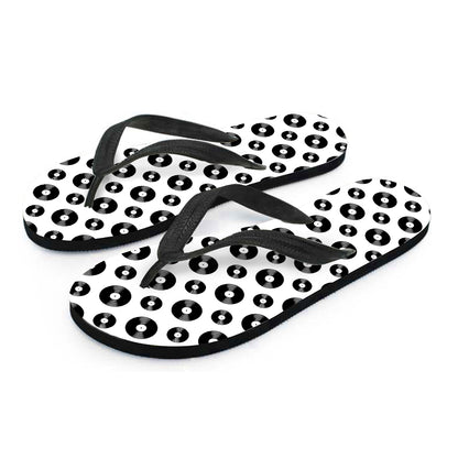 White And Black Vinyl Pattern Print Flip Flops