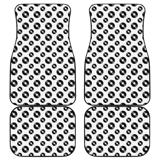 White And Black Vinyl Pattern Print Front and Back Car Floor Mats