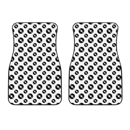 White And Black Vinyl Pattern Print Front Car Floor Mats