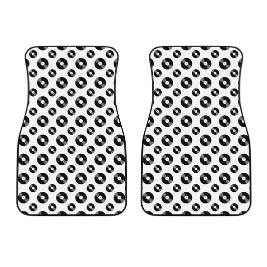 White And Black Vinyl Pattern Print Front Car Floor Mats