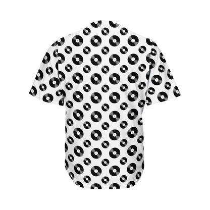White And Black Vinyl Pattern Print Men's Baseball Jersey