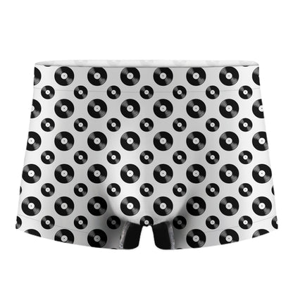 White And Black Vinyl Pattern Print Men's Boxer Briefs