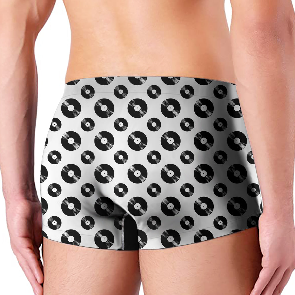 White And Black Vinyl Pattern Print Men's Boxer Briefs
