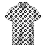 White And Black Vinyl Pattern Print Men's Short Sleeve Shirt