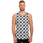 White And Black Vinyl Pattern Print Men's Tank Top