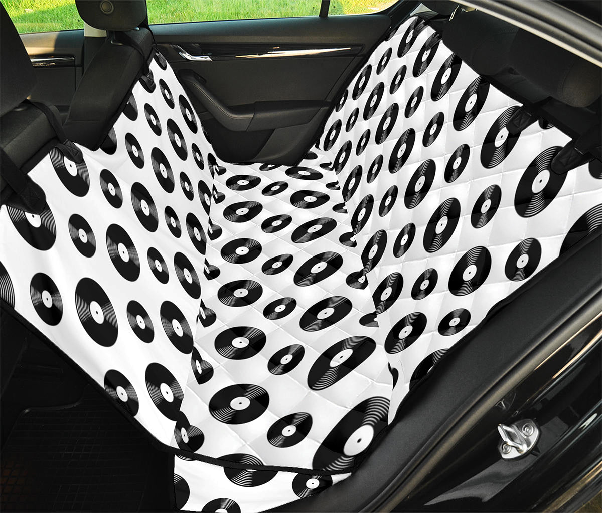 White And Black Vinyl Pattern Print Pet Car Back Seat Cover