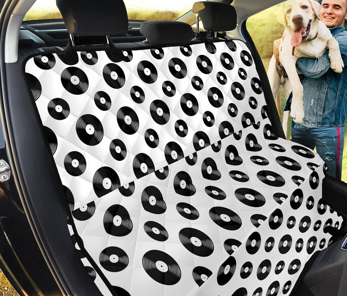 White And Black Vinyl Pattern Print Pet Car Back Seat Cover